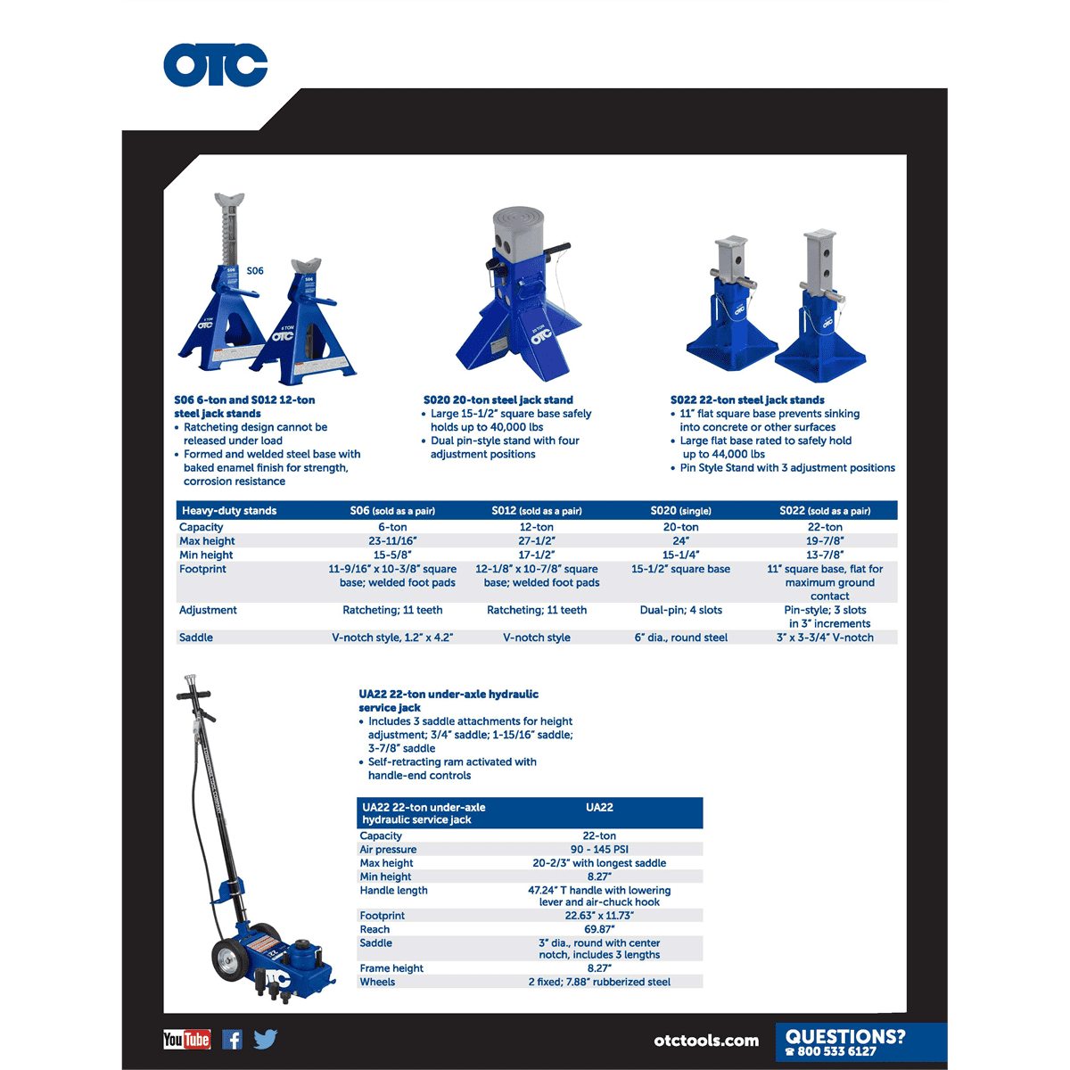 OTC Tools S022 22 Ton Jack Stands