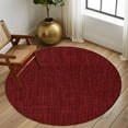 thumbnail image 3 of Vintage Dark Red Large Area Rugs for Bedroom Living Room, Soft Non Slip Carpet Bedside Rug, Farmhouse Retro Solid Color Linen Texture Round Floor Cover Kitchen Accent Rug 7' for Dining Room/Office, 3 of 9