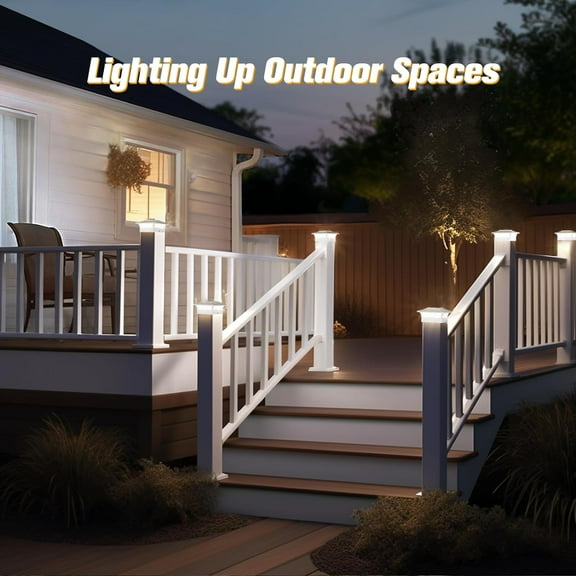 Fence Post Lights, 4x4 Cap for Vinyl Deck Outdoor, Warm/Cool White, Waterproof Decorative Garden Pathway
