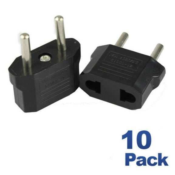 10 Pack Plug Adapter Converts USA to EURO 2 plug to 2 prong