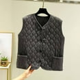 thumbnail image 2 of Htigea Winter Warm Gilet for Women Sleeveless Quilted Vest Solid Color Button Down Waistcoat with Pockets Gray M, 2 of 3