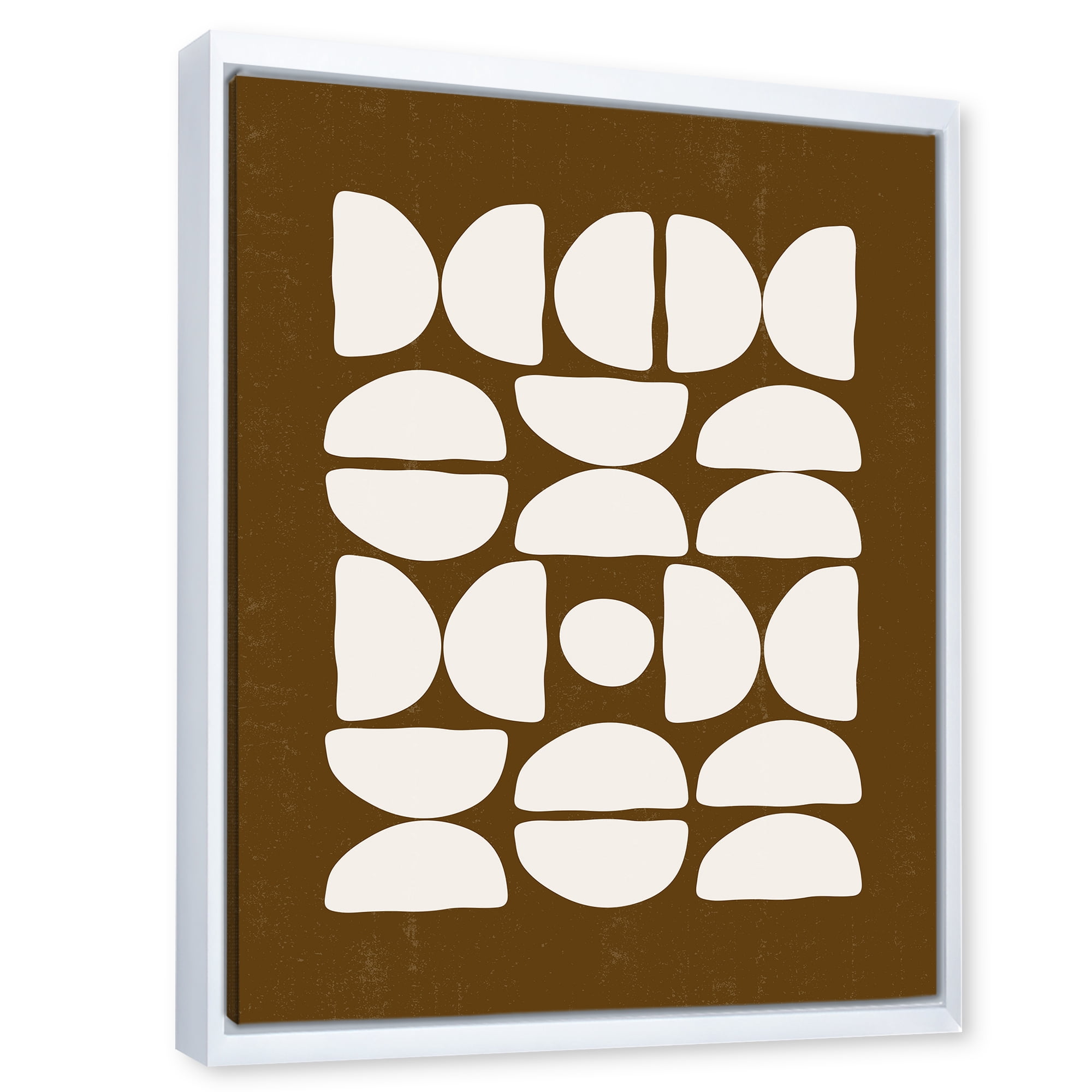 Designart 'Abstract Minimal Half Moons Composition' Modern Framed Canvas Wall Art Print