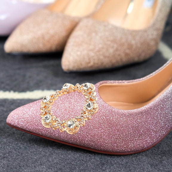 SEWCHICS 2-Pack Sparkling Rhinestone Shoe Clips with Removable Buckles for Elegant Wedding and Daily Shoe Decoration