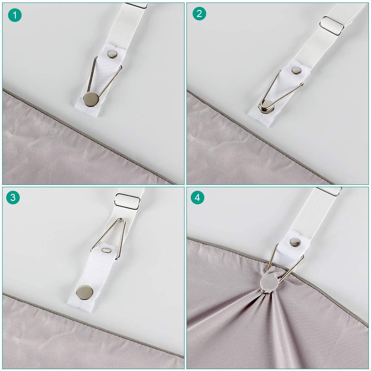 Foloda Bed Sheet Fasteners, 4 PCS Adjustable Triangle Elastic Suspenders  Gripper Holder Straps Clip for Bed Sheets,Mattress Covers, Sofa  Cushion,Black