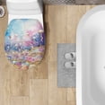 thumbnail image 4 of ZIATUBLE Colorful Ocean Toilet Lid Dust Cover Jellyfish Toilet Seat Lid Covers for Bathroom Elongated Protector with Stretch Edges Toilet Seat Covers Washable for Home Decor, 4 of 6