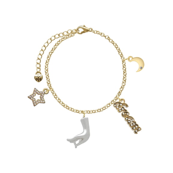 Delight Jewelry Buddha Hand (Charity & Compassion) Goldtone Dream Big Charm Bracelet, 7.5 2" Extender