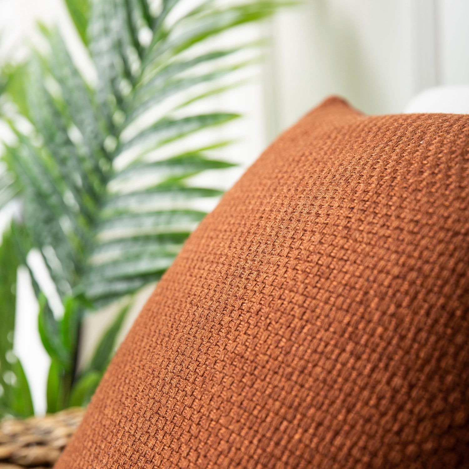 Phantoscope Woven Textured Checker Pattern Decorative Throw Pillows with Inserts, 18 x 18 in, Deep Coffee, 2 Pack