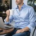 thumbnail image 3 of TANSILING Men's White Dress Shirt Slim Fit Button Down Long Sleeve Casual Business Shirt, 3 of 6
