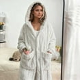thumbnail image 6 of XIAONU Plush Hooded Robe for Women Long-Length Bathrobe Fall Winter Warm Comfort Homewear, 6 of 7