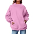 thumbnail image 3 of Sweatshirt For Women Solid Sleeve Oversized Sweatshirt Mock Neck Sweatshirts Casual Fall Fashion Outfits, 3 of 9