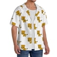 thumbnail image 2 of Fuzoiu Leopard Print Print Men's Casual Short,Men's Short Sleeve Shirt,Mens Casual Button Down Shirts,Cuban Collar Summer Shirt for Beach, Vacation, and Outdoor Activities-Small, 2 of 5