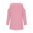 thumbnail image 6 of HAiming Women's V-Neck 3/4 Sleeve Shirts 2025 Trendy Cold Shoulder Tops Fall Casual Solid Color Going out Blouses, 6 of 7