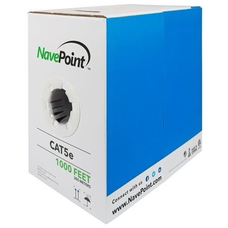 NavePoint CAT5e Riser (CMR)  1000ft  Black  Solid Bare Copper Bulk Ethernet Cable  350MHz  24AWG 4 Pair  Unshielded Twisted Pair (UTP) price history on PriceWatchPro