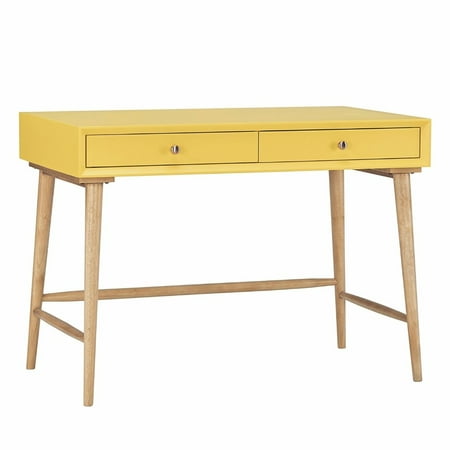 Mid Century Modern Wood Writing Desk With 2 Drawers Yellow Mid Century Modern Wood Writing Desk With 2 Drawers Yellow
