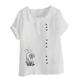 thumbnail image 4 of ABATAB Women's Printed Shirt Casual T-Shirt Graphic Round Neck Tees Button Down Short Sleeve Tops for Girl, 4 of 4