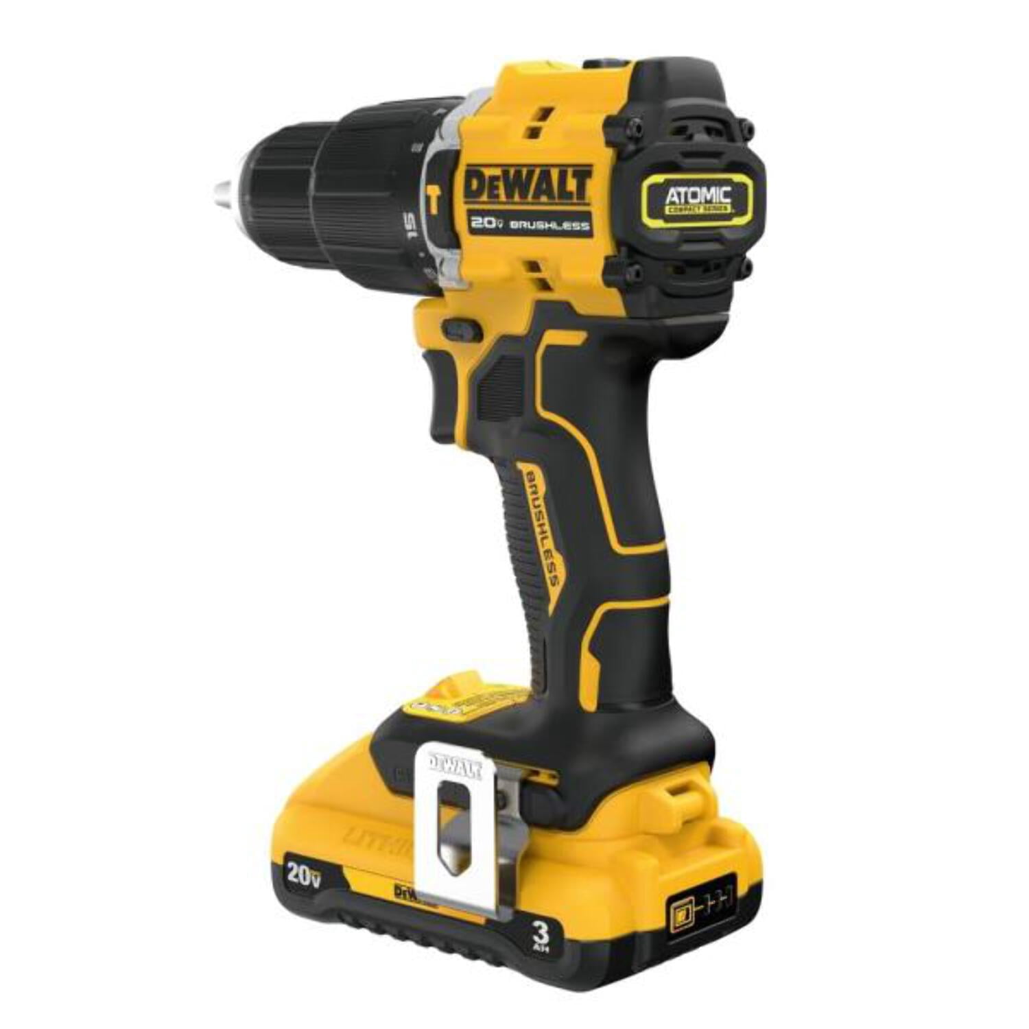 DEWALT ATOMIC 20V MAX Cordless Brushless 1/2 in. Compact Hammer Drill Kit with (1) 3.0Ah Battery, Charger and Bag