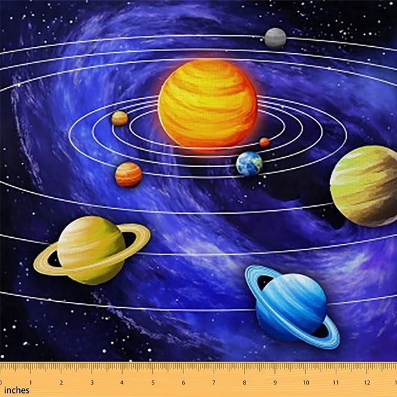 Solar System Fabric by the Yard,Galaxy Decorative Fabric,Outer Space Upholstery Fabric,Starry Sky Universe Planets Indoor Outdoor Fabric,Astronomy Cosmos DIY Waterproof Fabric,1 Yard