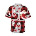 thumbnail image 3 of Easygdp Buffalo Plaid Love And Gnome Men's Hawaiian Shirts Print Lapel Short Sleeve for Beach, vacation, party, casual occasions - X-Large, 3 of 9