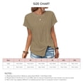 thumbnail image 4 of Women Short Sleeve Top Split Hem Round Neck Shirt Casual Pure Color Shirt Summer Loose Top Khaki L, 4 of 4