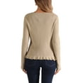 thumbnail image 3 of INSPIRE CHIC Long Sleeve Shrug for Women's Buttons Ruffle V Neck Sweater Cardigan XL Khaki, 3 of 6