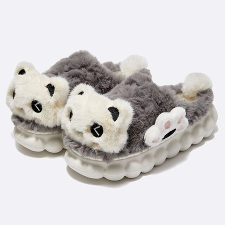 

CoCopeanut Cartoon Home Slipper for Women Cute Forg Faux Fur Platform Home Female Slippers Winter Indoor Warm Plush Soft Shoes Slides