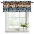 thumbnail image 2 of 2 Panels Gray Blue Paws Valance for Windows, Farmhouse Vintage Modern Blue Brown Wood Light Filtering Kitchen Curtains, Rod Pocket Window Treatment Curtain Valances for Living Room Bedroom, 42"x18", 2 of 9