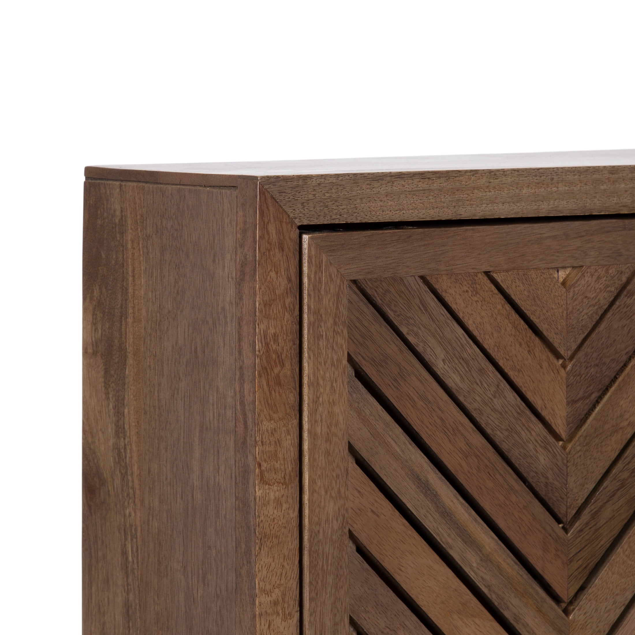 Kate and Laurel Mezzeta Decorative Modern One-Door Floating Bathroom Cabinet, 15 x 7 x 28, Brown, Decorative Over Toilet Storage Cabinet Made from Solid Mango Wood with Slatted Chevron Design