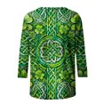 thumbnail image 5 of Xdegoge St Pattys Shirts Women Clover Print 3/4 Sleeve T-Shirt, Green Irish Holiday Casual Tops, 5 of 5