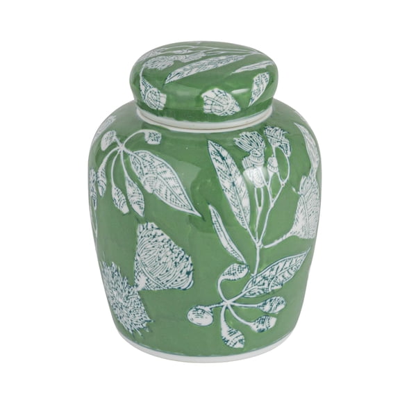 Creative Co-Op Decorative Ceramic Ginger Jar with Lid, Green
