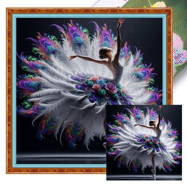 Kit Punto Cruz para Niña Bordado Con Hilo Algodón Ecológico 11CT Arte 40x40cm
