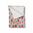 thumbnail image 2 of Strawberry Soft Flannel Fleece Throw Blanket, Graphic Pattern of Strawberries in Pink Tones Digital Image, Cozy Plush for Indoor and Outdoor Use, 50" x 60", Pale Green Sea Green, by Ambesonne, 2 of 6