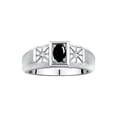thumbnail image 1 of RYLOS Men's Rings Sterling Silver Classic 6X4MM Oval Gemstone & Diamond Ring Cabochon Onyx October Birthstone Rings For Men, Silver Rings, Size 13, 1 of 7
