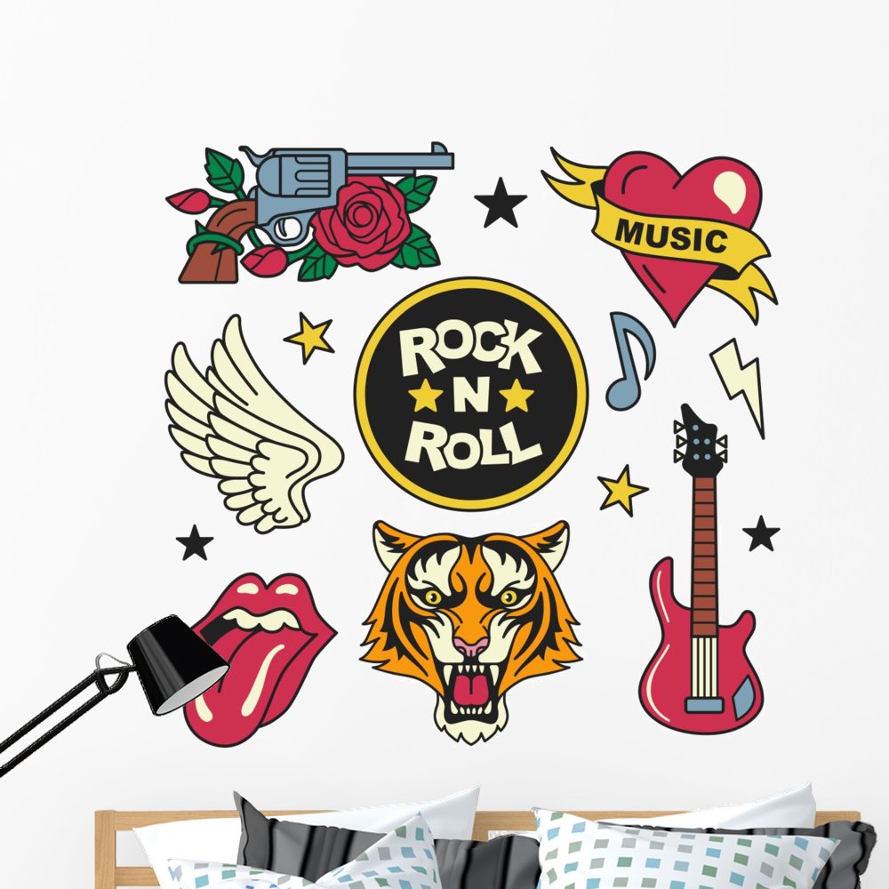 Rock and Roll Music Wall Decal Sticker Set Wallmonkeys Peel and Stick