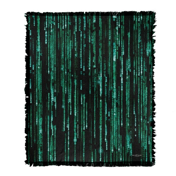 The Matrix Blanket, 50'x60' Matrix Code Woven Tapestry Cotton Blend Fringed Throw