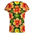 thumbnail image 6 of Flowers Arranged Green Background Pattern Women's Blouse Short Sleeve Women's Top T-Shirt Spring Summer Clothes, 6 of 7