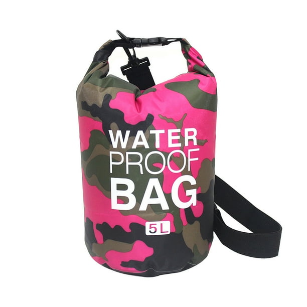 Yuarrent Bolsa de natación impermeable de 15/20L/30L, de saco seco, colores de camuflaje, pesca, canotaje, kayak, almacenamiento, bolsa de Deportes acuáticos Camuflaje rojo rosa 19 x 40 cm Yuarrent OD1303-26B
