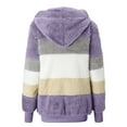 thumbnail image 4 of TQWQT Winter Hoodies for Women, Women Fuzzy Fleece Hooded Jacket Coats Color Block Zipper Cardigan Winter Outerwear with Pockets Plus Size Pink M, 4 of 5
