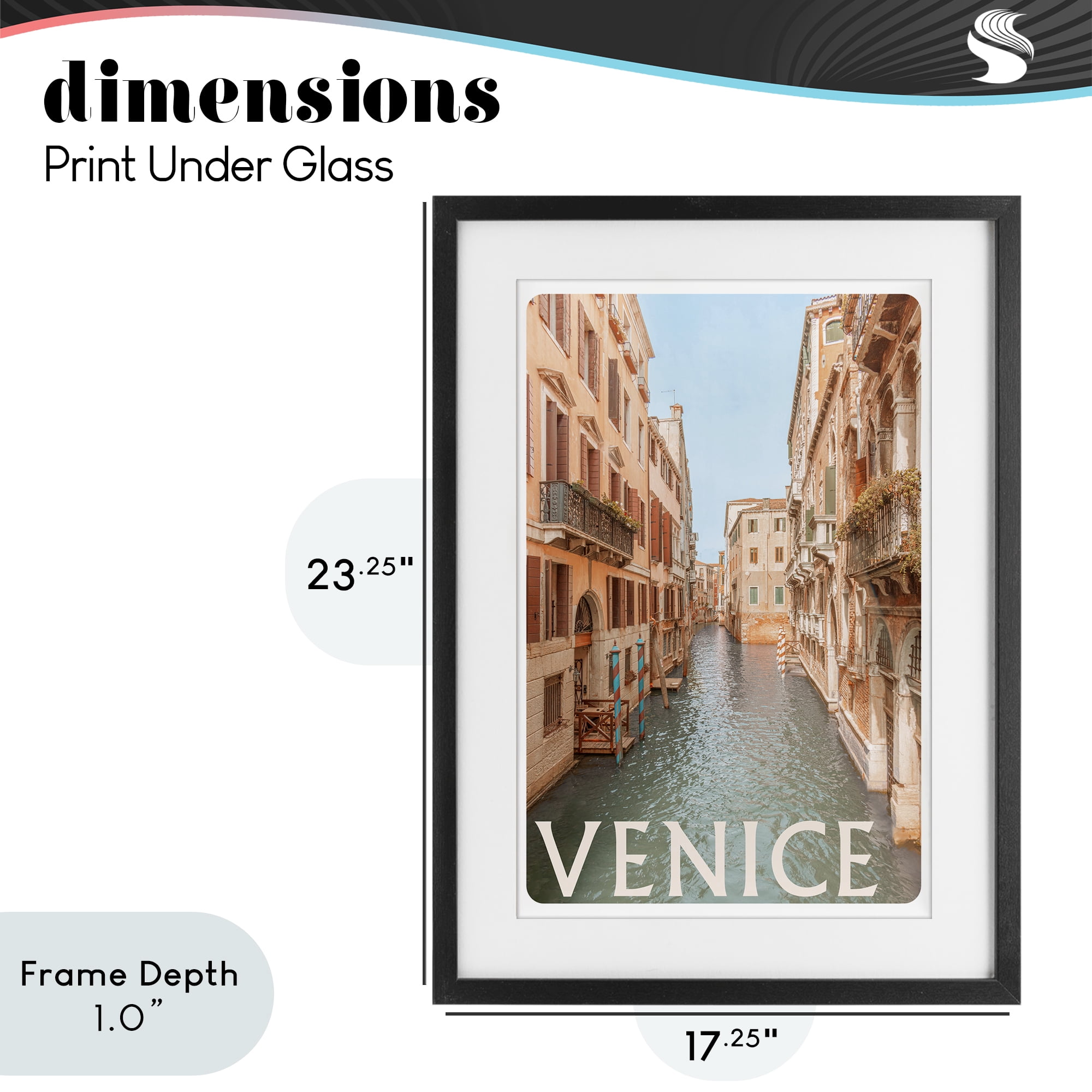 Stupell Industries Venice Canal Waterway Black Framed Print Under Glass, design by Erin Marie