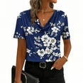 thumbnail image 2 of Atogsazn Women's Summer Cowl Neck Blouse Casual Short Sleeve Tops Loose Fit Pullover Office Outfit Shirt Clothing 02-Blue L Fashion, 2 of 6