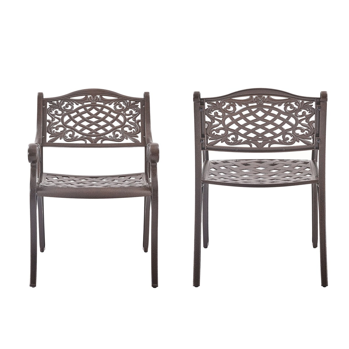 Kepooman All-Weather Outdoor Cast Aluminum Dining Chair for Patio, Balcony, Lawn, Garden, Backyard, Bronze Finished