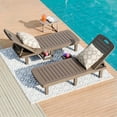 thumbnail image 6 of JULY'S SONG Oversized Outdoor Chaise Lounge Chair – 5-Position Adjustable Backrest, Hidden Cup Holder, Weather-Resistant Resin Pool Lounge Chairs for Patio, Deck, and Backyard (Set of 1，Taupe）, 6 of 9