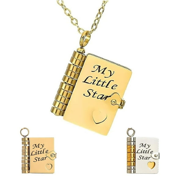 YEPOLERCE My Little Star Book Necklace, My Incredible Daughter Book, Openable I Love You Personalized Pendant 6 Engraved Pages Adjustable Gift Jewelry