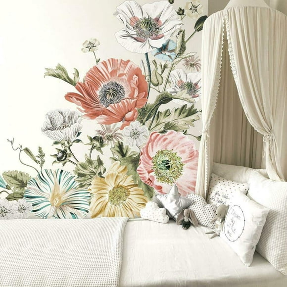 RoomMates RMK4641TBM Vintage Coquelicot Floral XL Autocollant Mural Peel and Stick