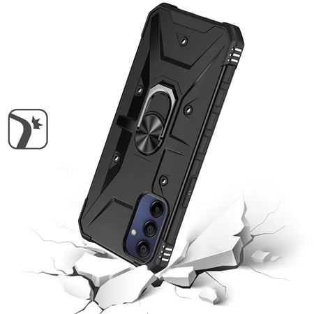 For Samsung Galaxy A15 5G Unique Ring Stand Hybrid Full-Body Rugged Rubber Soft TPU Corners Shock-Absorbing Kickstand Cover ,Xpm Phone Case [ Black ]