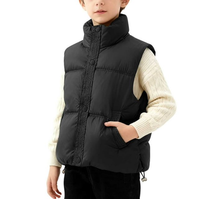 Abrigo y chaquetas casuales sin mangas y sin capucha de color sólido para niños, abrigo cálido sin mangas, chaqueta de polar, abrigo mediano a grande resistente al sudor para jóvenes, blusa de poliést