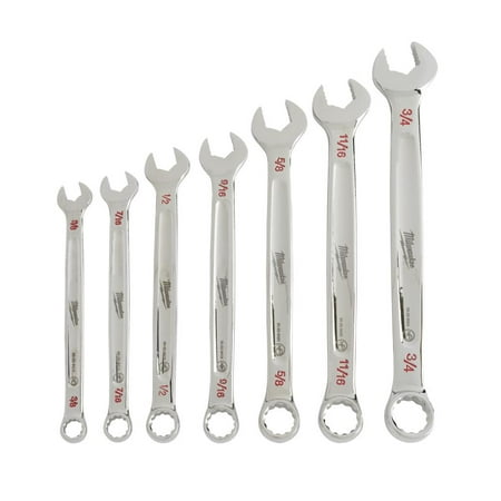 UPC: 0045242499038 | Milwaukee 48-22-9407 – 7-Piece SAE 12-Point Straight Head Combination Wrench Set with Storage Tray