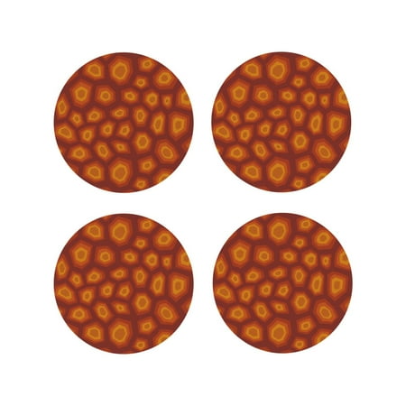 

Pofeuu Turtle Shell Print Coasters for Drinks 4Pack PU Leather Coasters Bar Drink Coasters for Tabletop Protection Furniture from Damage-Round Shape