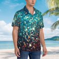 thumbnail image 3 of Gaeub Colorful Rainbow Glitter Print Men's Hawaiian Shirt,Button Down Short Sleeves Shirts,Tropical Beach Casual Button Down Shirts,X-Large, 3 of 7