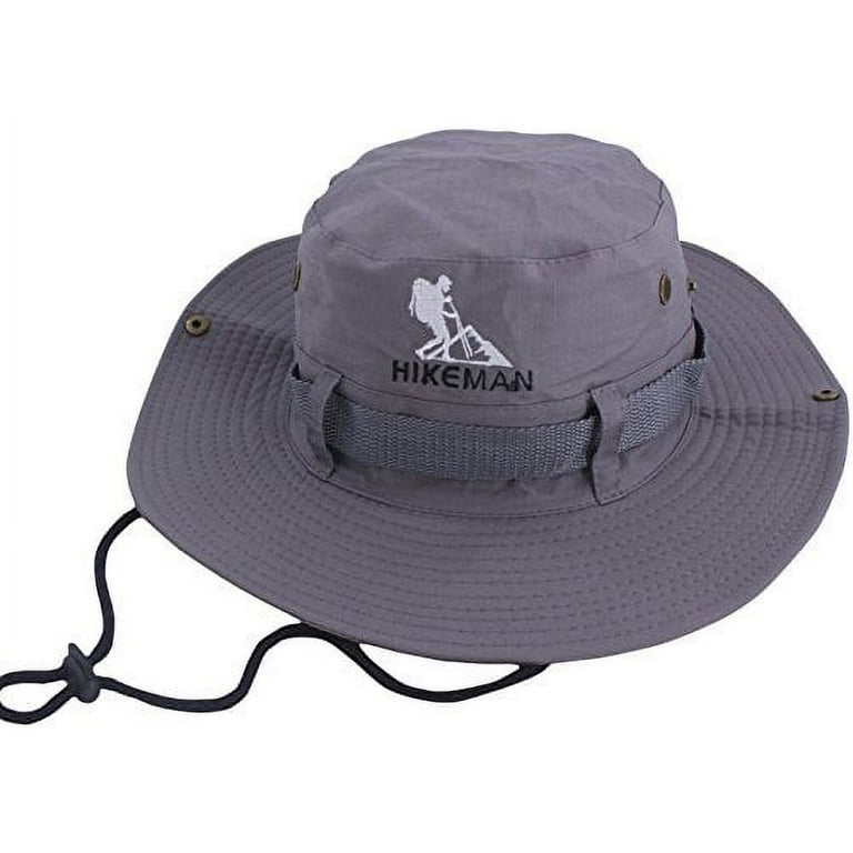 Hikeman Fishing Hat and Safari Cap Wide Brim Boonie Hat Bucket Hats with  Sun Protection for Big Head Men and Women (Gray(L)) 