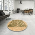 thumbnail image 4 of Ahgly Company Machine Washable Indoor Round Abstract Dark Golden Rod Brown Area Rugs, 7' Round, 4 of 7
